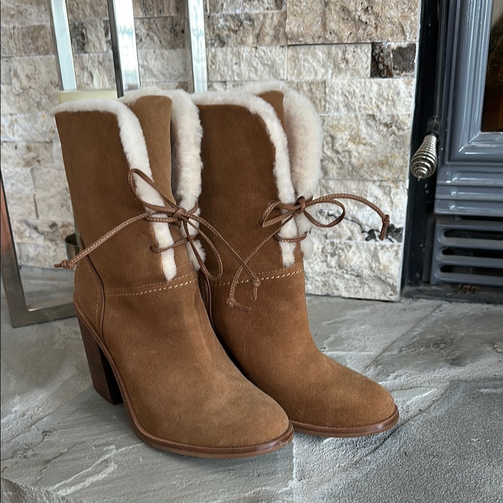 Ugg Shearling-Lined Heeled Boots